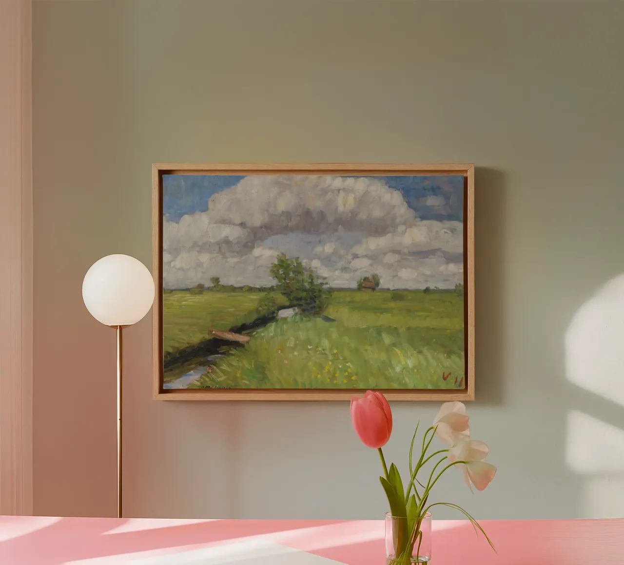 Otto Modersohn - Summer meadows canvas with Floater frame by ARTOTHEK
