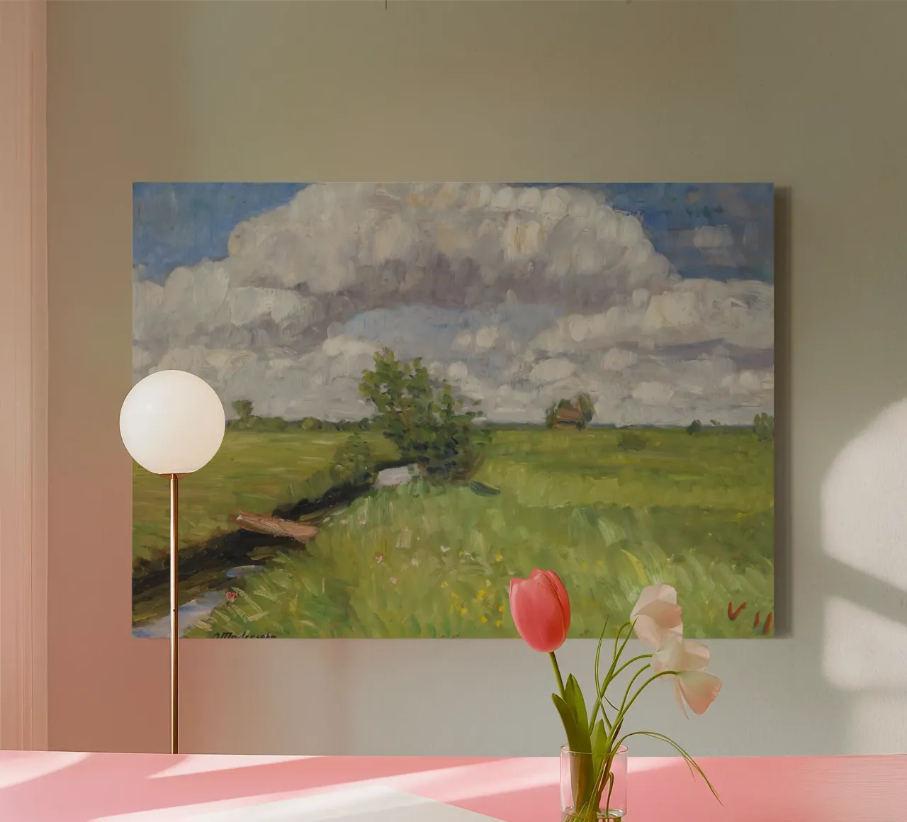 Otto Modersohn - Summer meadows canvas with Floater frame by ARTOTHEK