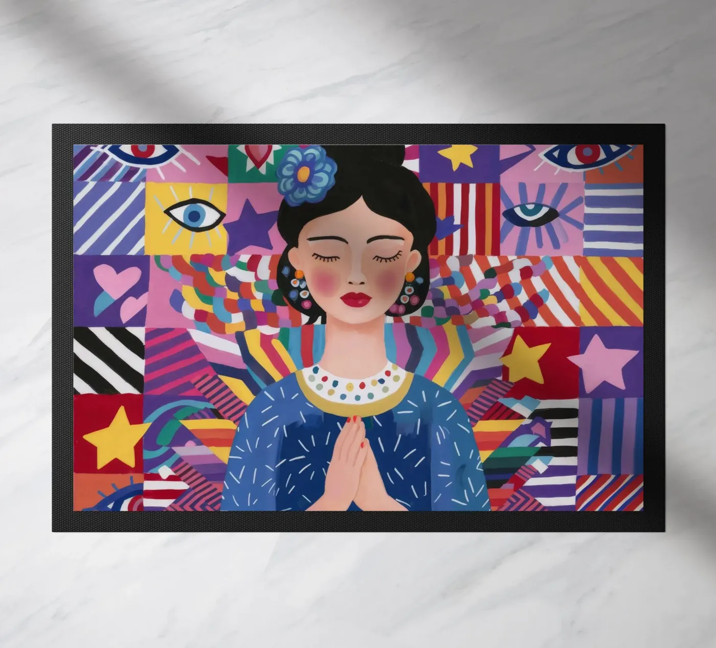 Prayerful Pattern Reverence doormat by Ivory Frame