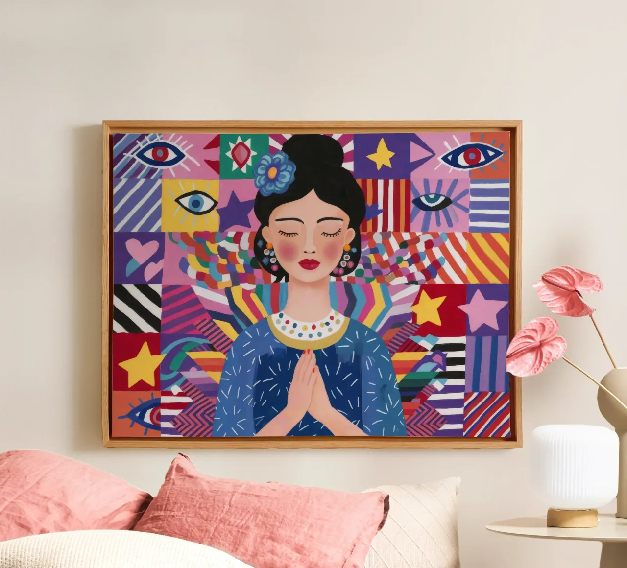 Prayerful Pattern Reverence canvas with Floater frame by Ivory Frame