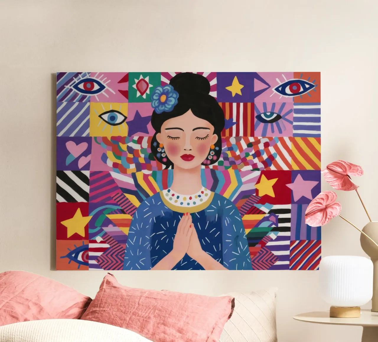 Prayerful Pattern Reverence canvas with Floater frame by Ivory Frame