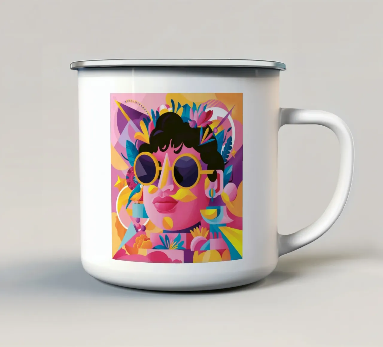 Fusione di motivi vibranti tazza in smalto da Ivory Frame