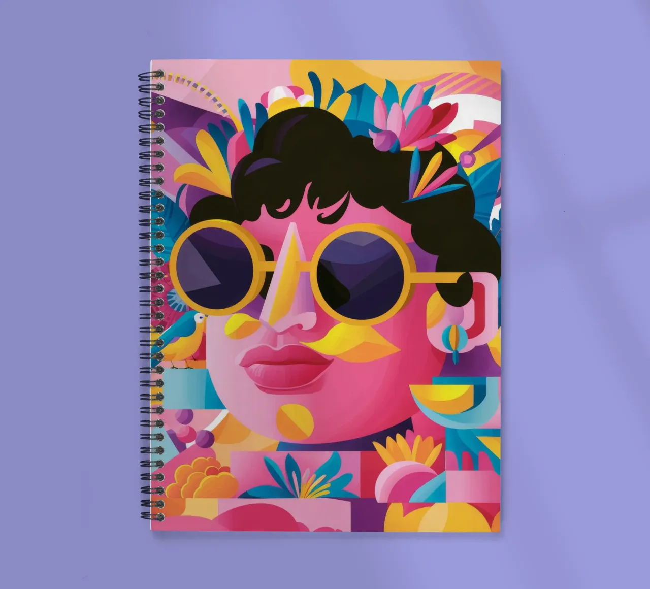 Vibrant Pattern Fusion spiral notebook by Ivory Frame