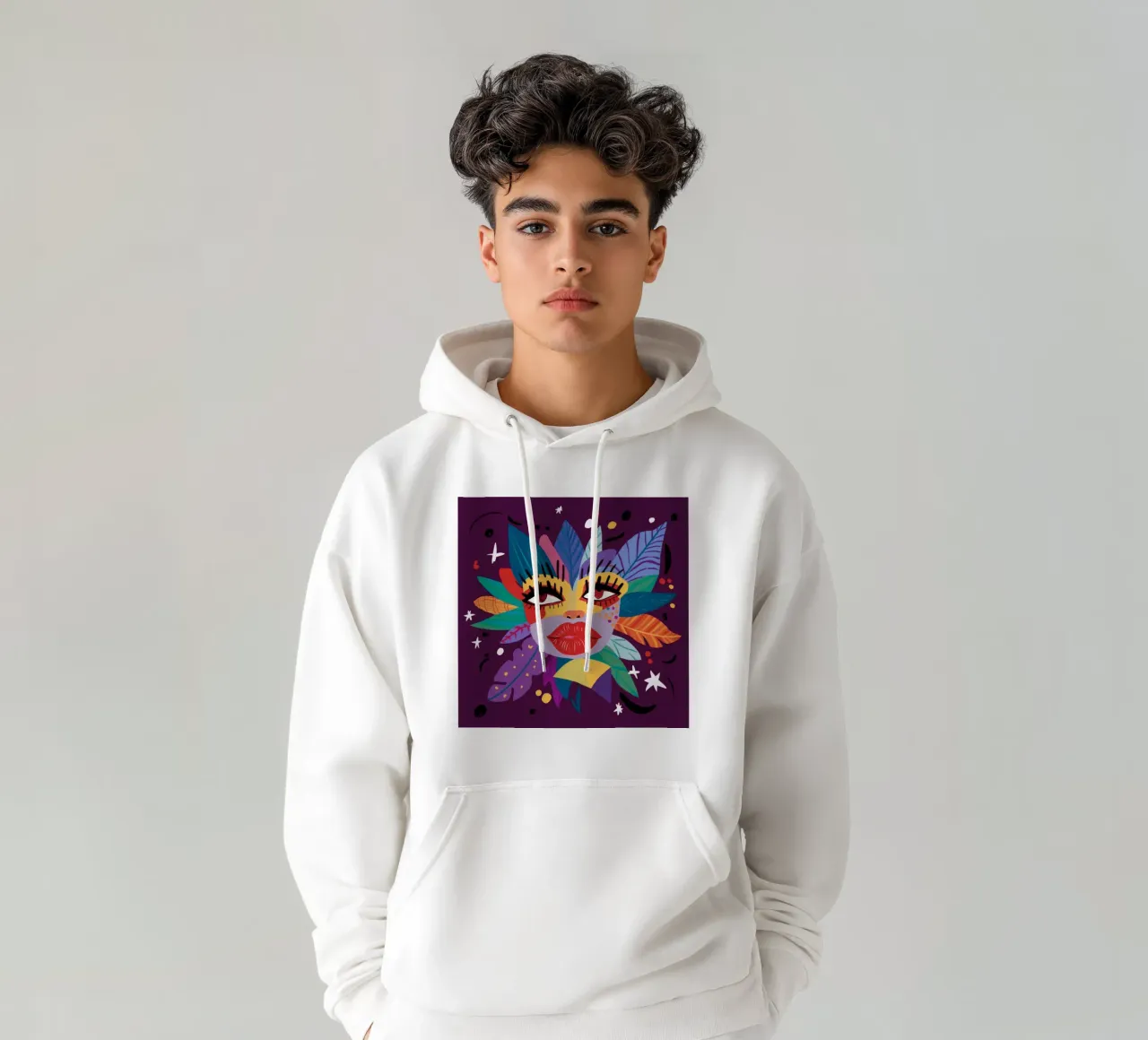 Espressione astratta del volto felpa con cappuccio da Ivory Frame