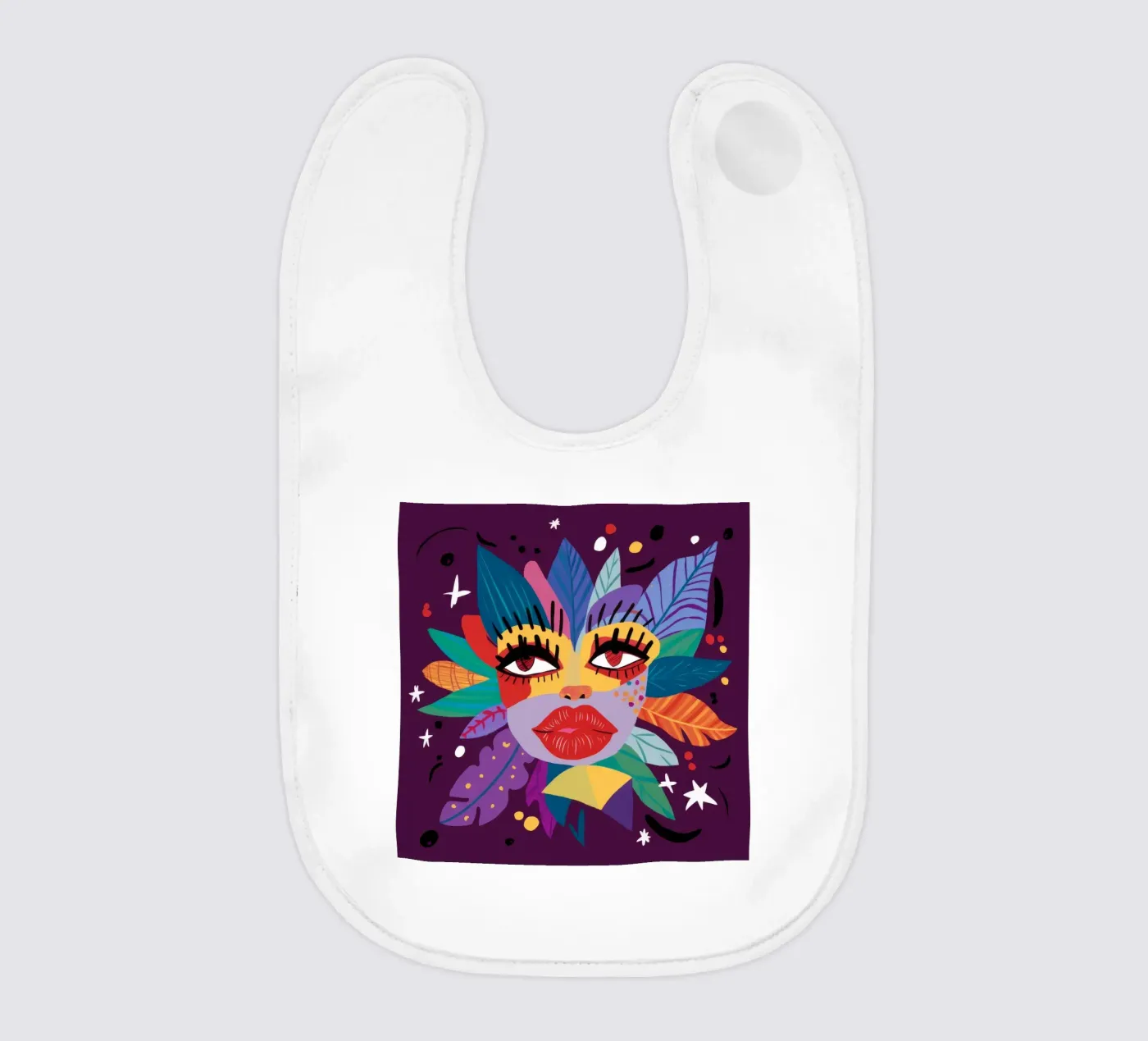 Abstract Face Expression baby slabbetje van Ivory Frame