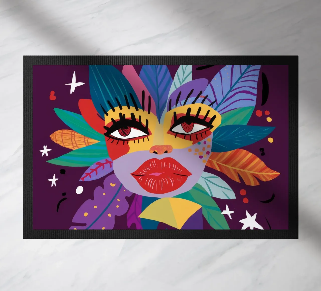 Abstract Face Expression doormat by Ivory Frame