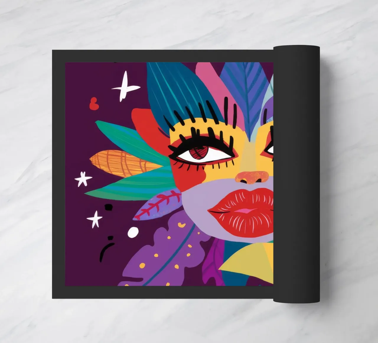 Abstract Face Expression doormat by Ivory Frame