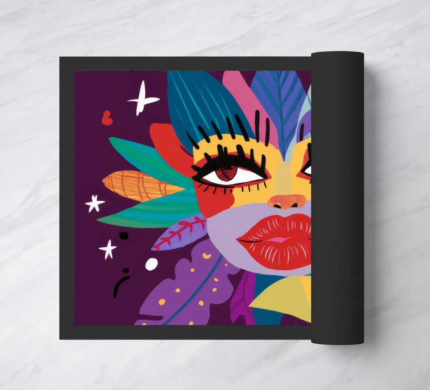 Abstract Face Expression deurmat van Ivory Frame