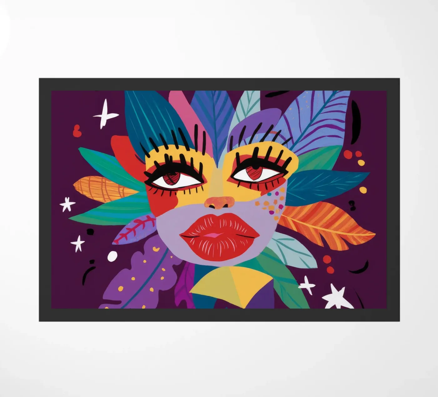 Abstract Face Expression deurmat van Ivory Frame