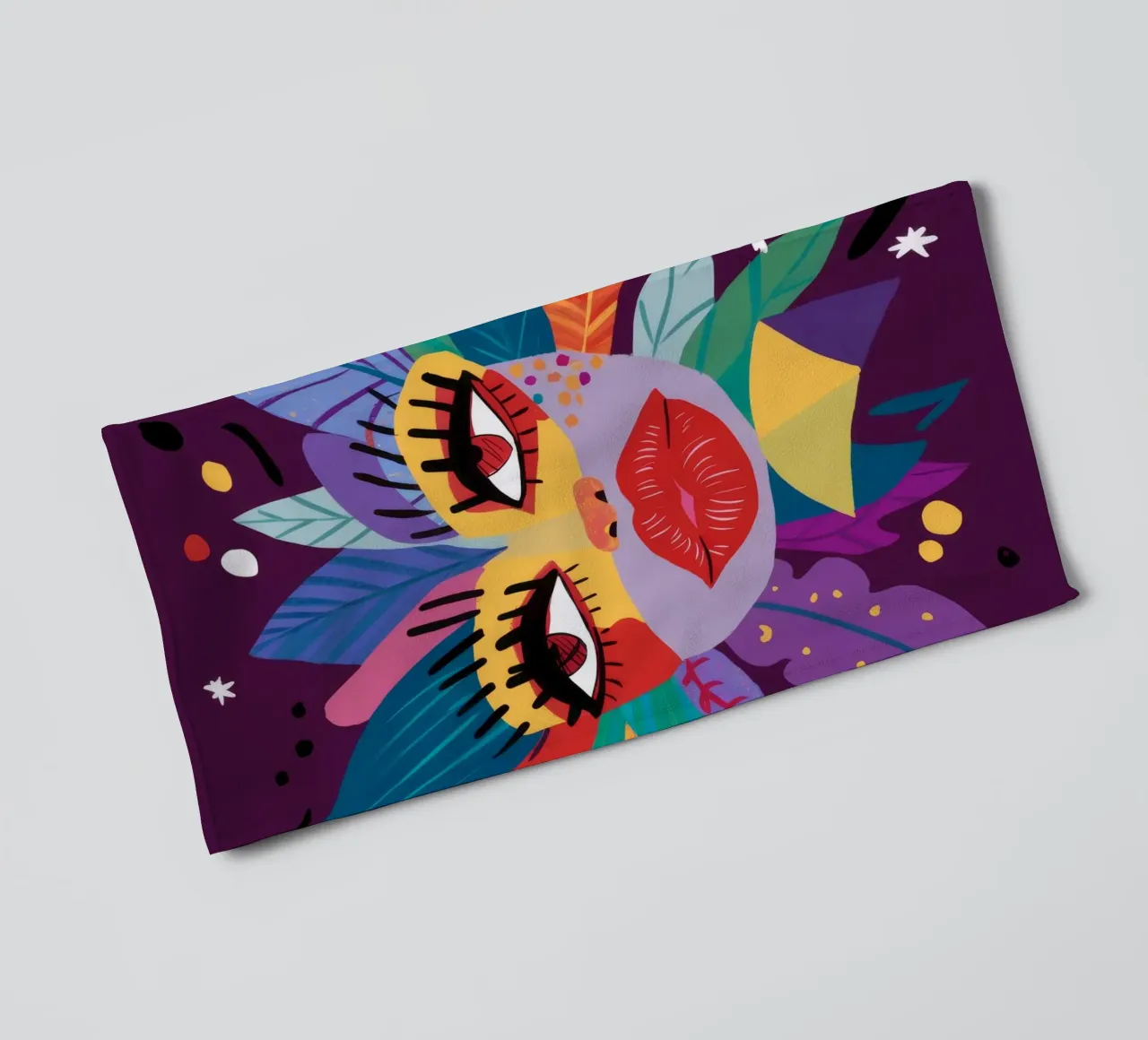 Abstract Face Expression towel by Ivory Frame