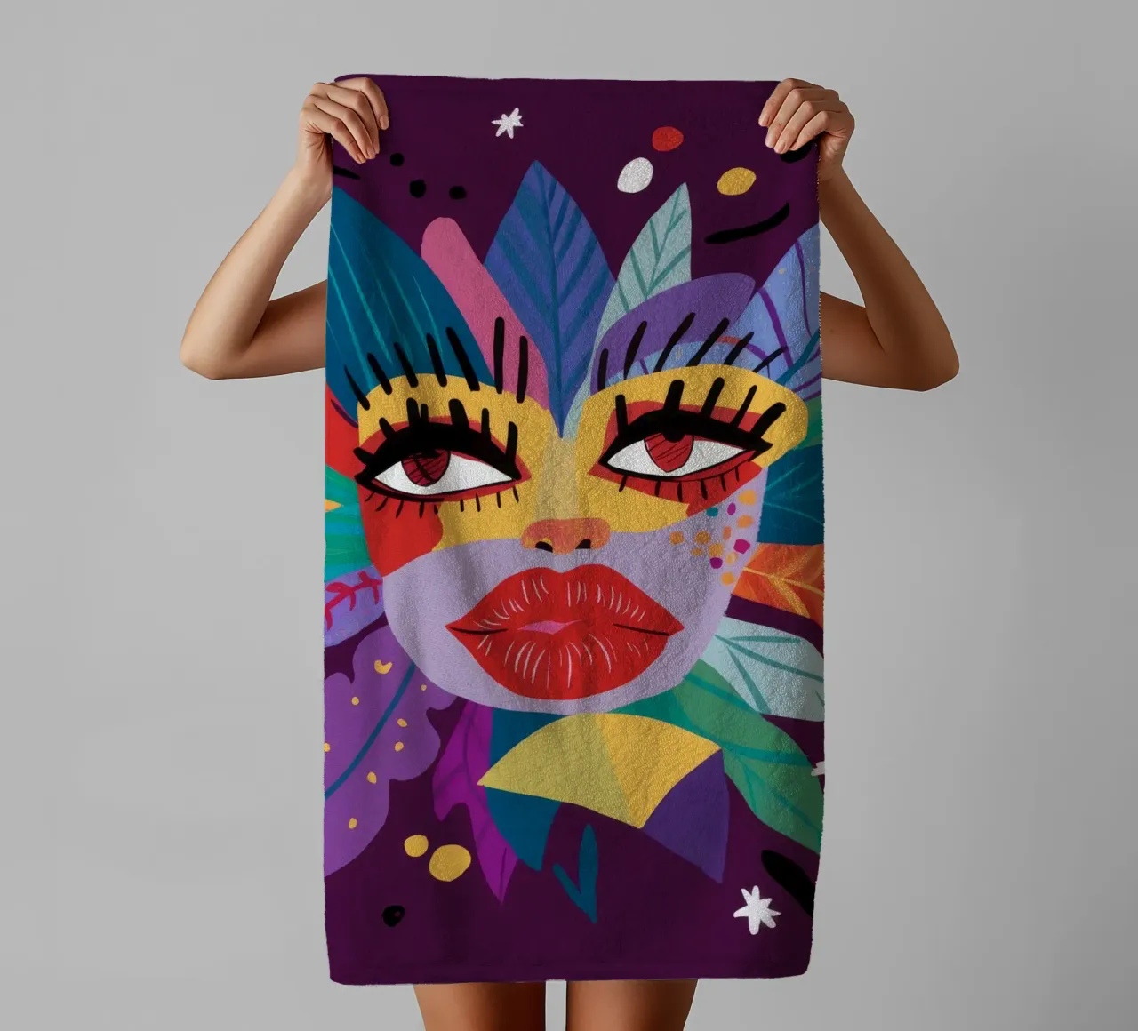 Abstract Face Expression towel by Ivory Frame