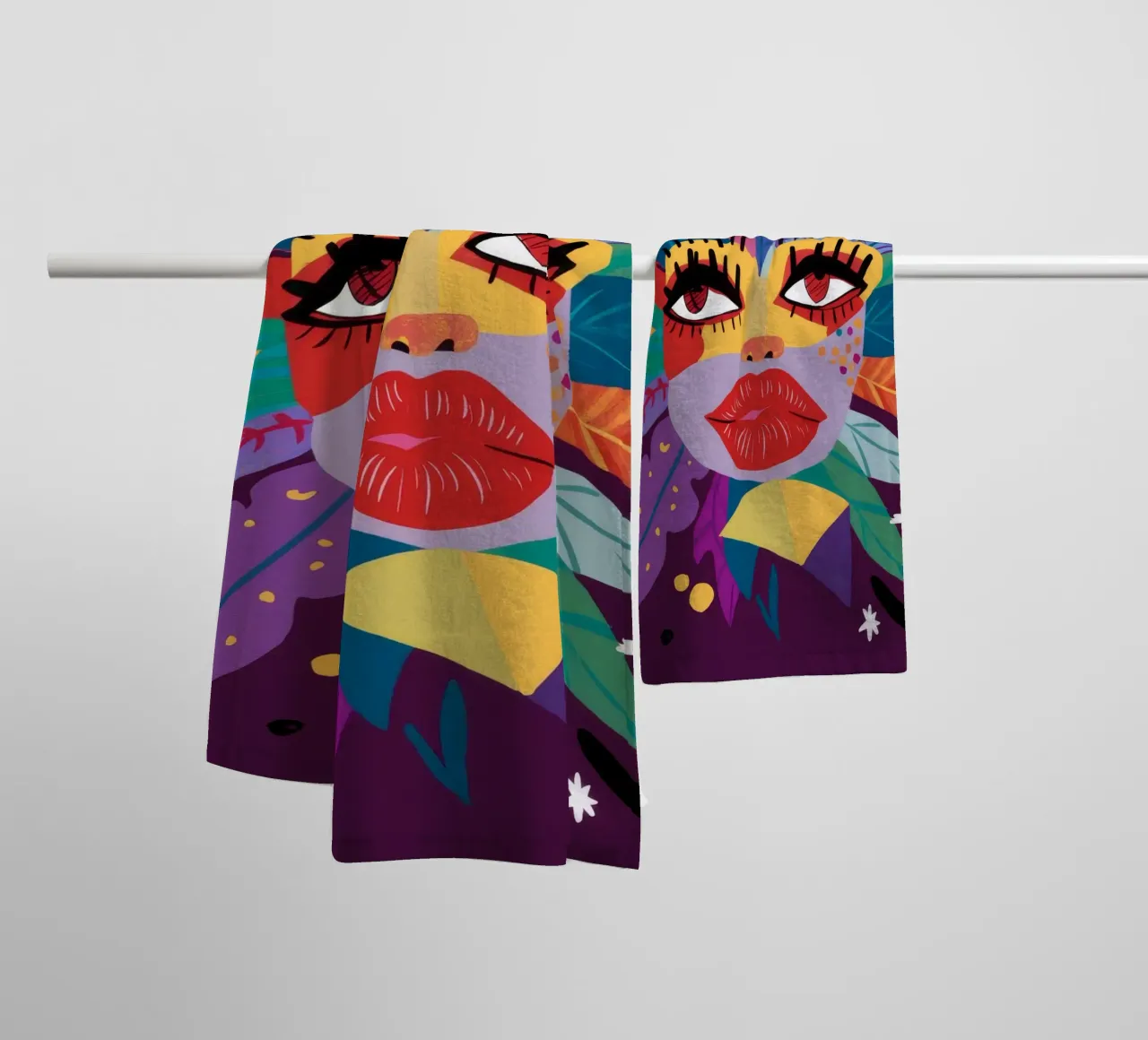 Abstract Face Expression towel by Ivory Frame