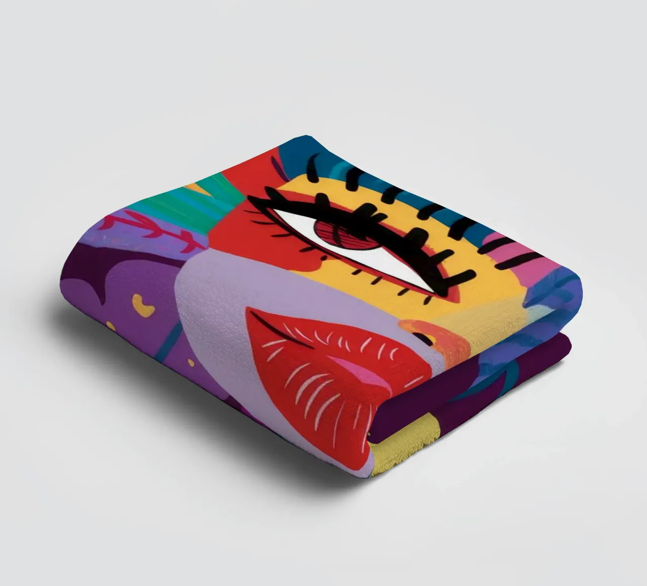 Abstract Face Expression towel by Ivory Frame