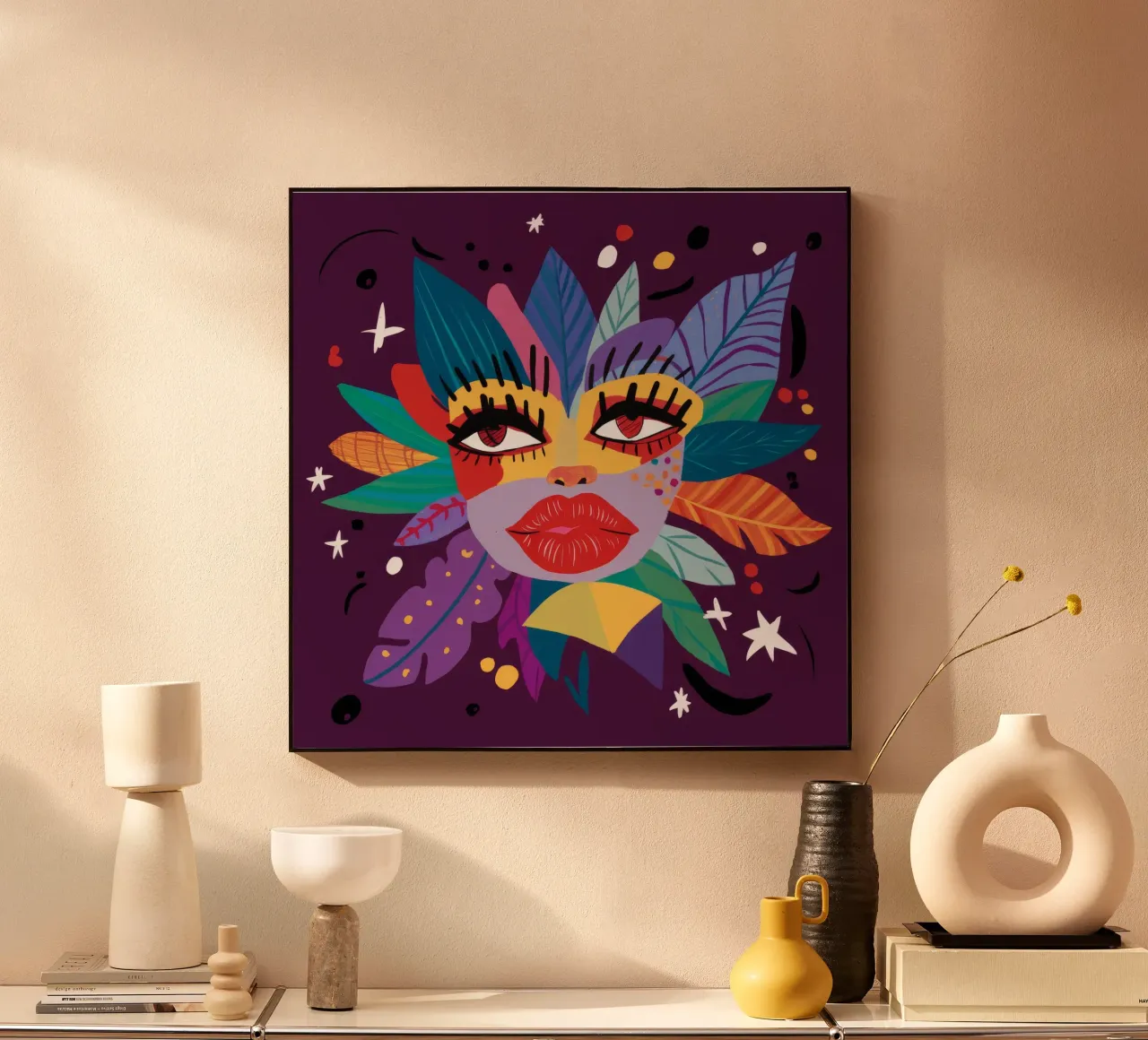 Abstracte gezichtsuitdrukking acryl van Ivory Frame