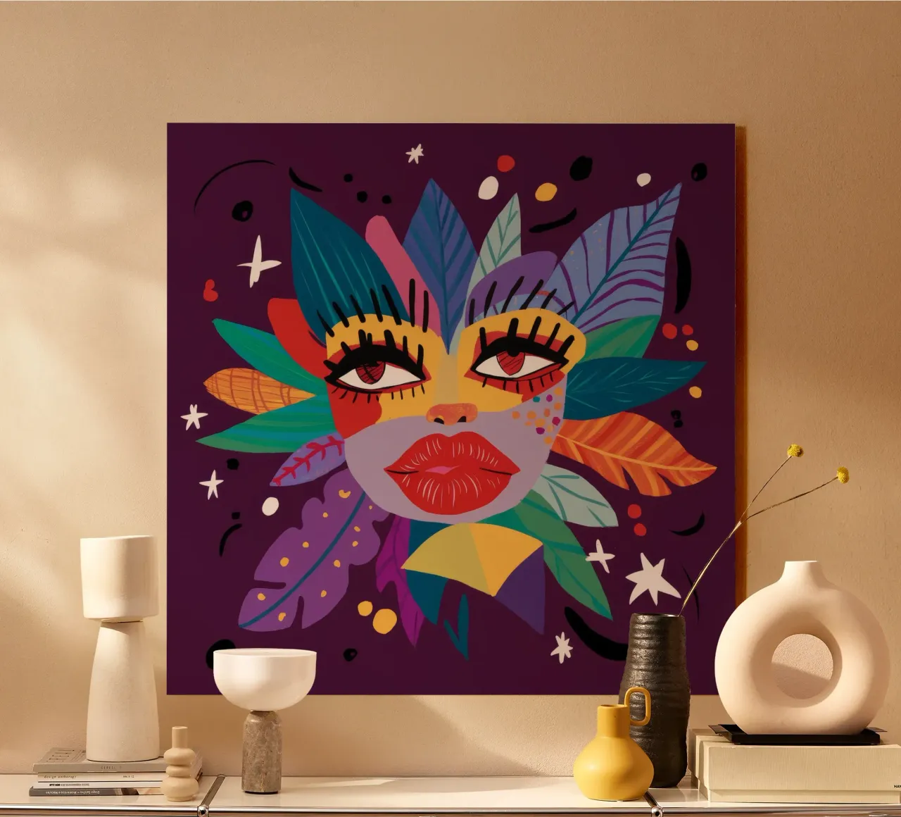 Abstract Face Expression plexiglass da Ivory Frame