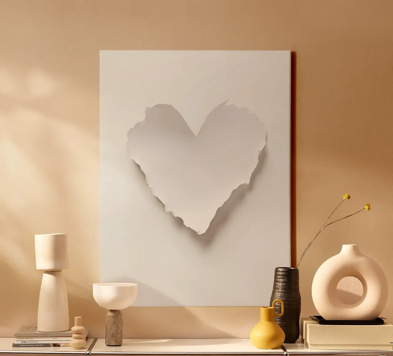 A heart made of paper | mixed media canvas with Floater frame by Autofocus