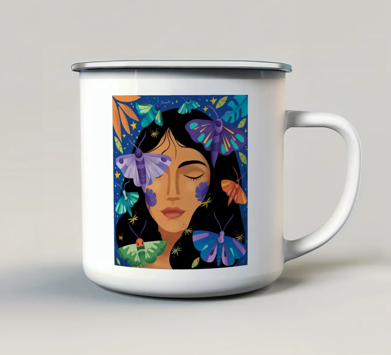 Farfalla Armonia floreale tazza in smalto da Ivory Frame