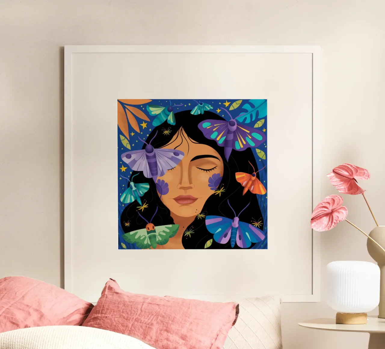 Farfalla Armonia floreale poster da Ivory Frame