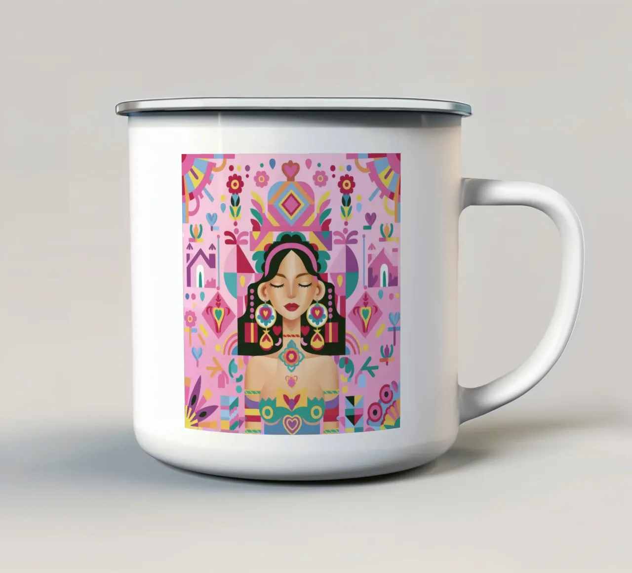 Fusione di persone modellate tazza in smalto da Ivory Frame