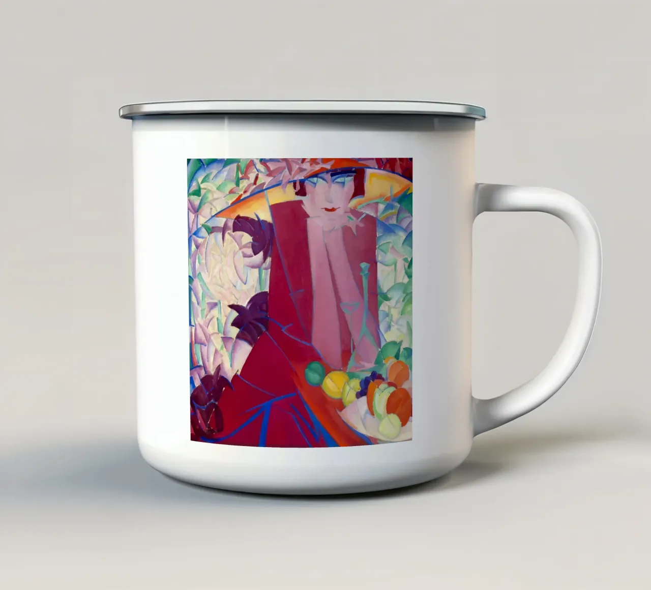 Leo Gestel - Signora con grande cappello in casa d'estate tazza in smalto da ARTOTHEK