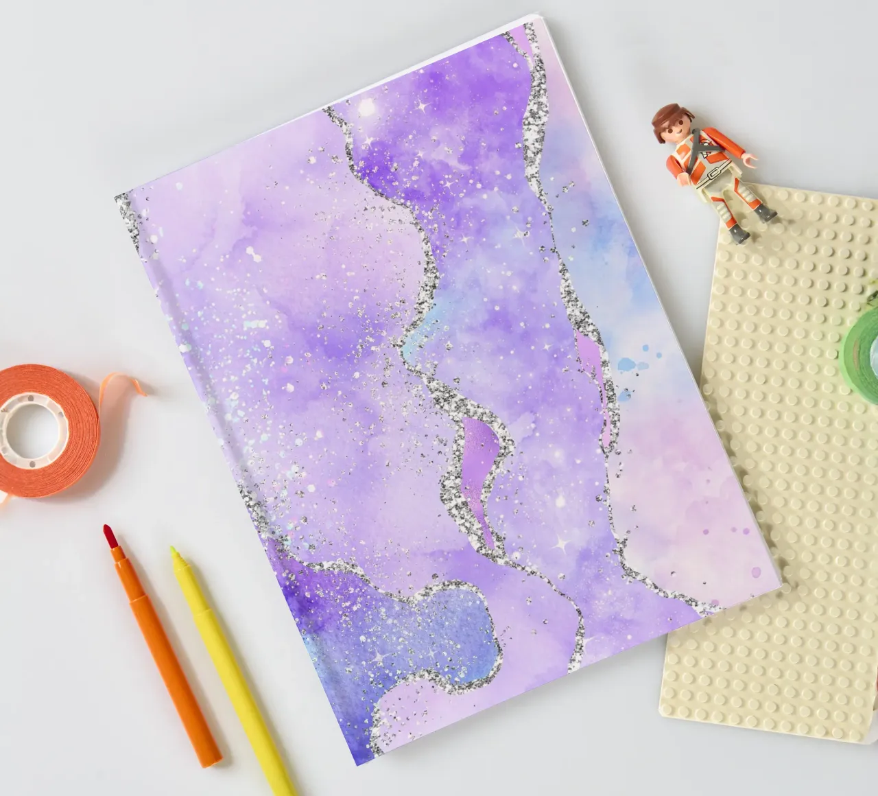 Purple Glitter Agate Texture 01 notebook by Gemstone Textures