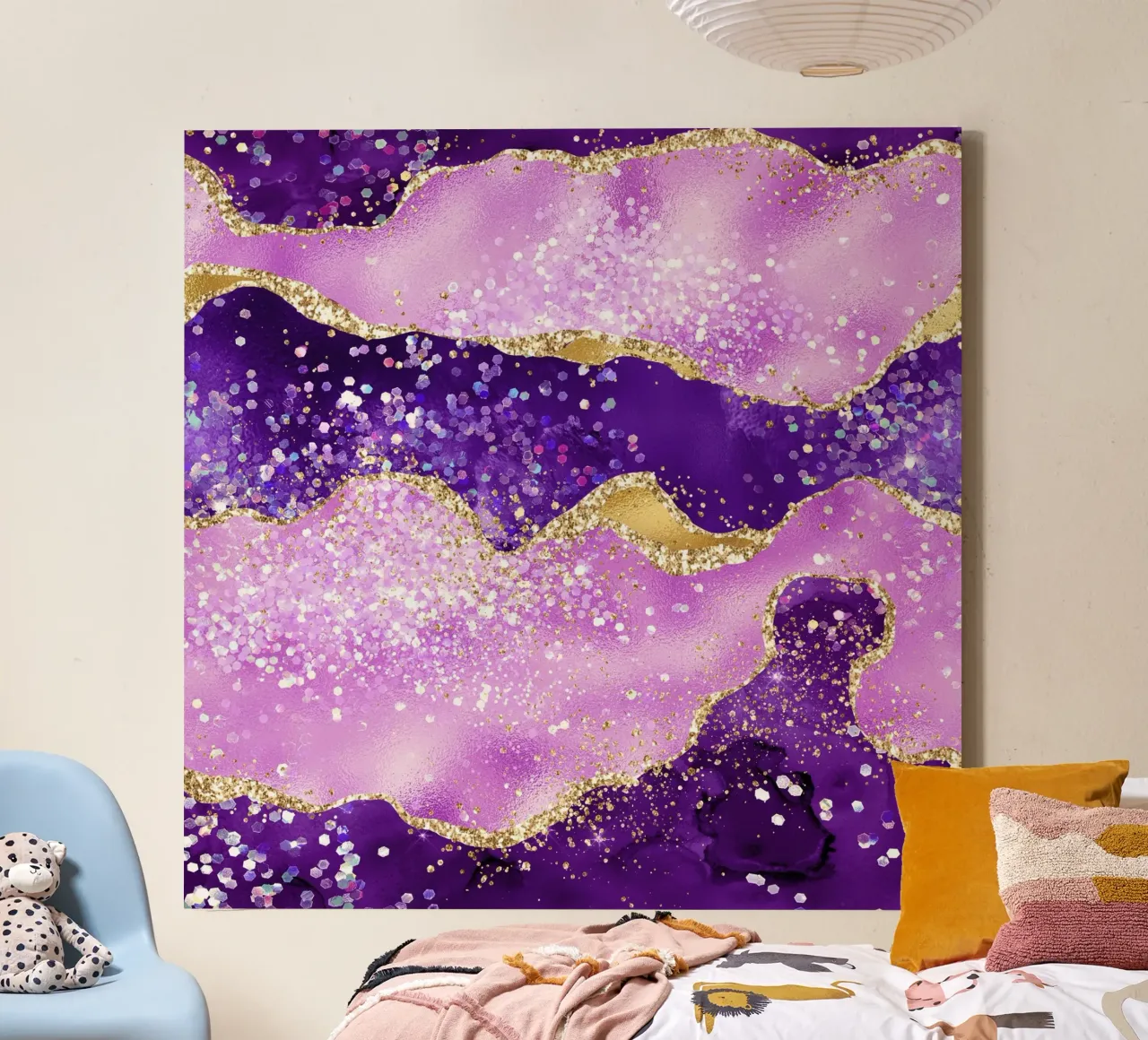 Texture Agata viola glitterata 02 tela con Cornice a cassetta da Gemstone Textures