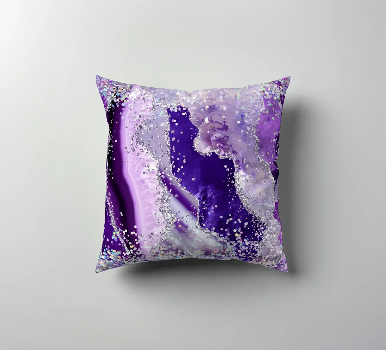 Purple Glitter Agate Texture 03 decorative cushion by Gemstone Textures