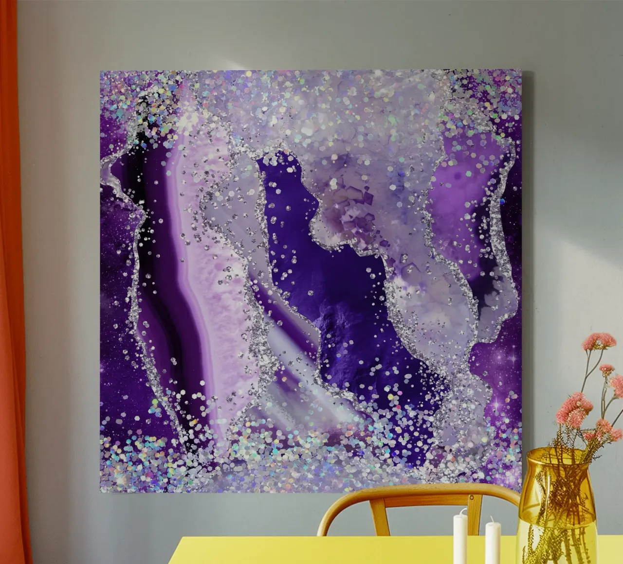 Purple Glitter Agate Texture 03 canvas by Gemstone Textures