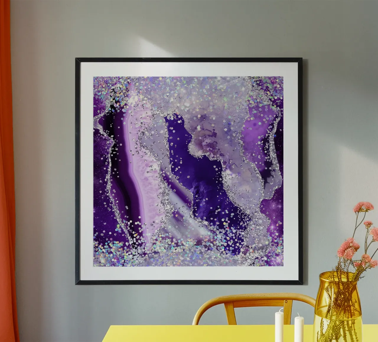 Texture Agata viola scintillante 03 poster con telaio in plastica da Gemstone Textures