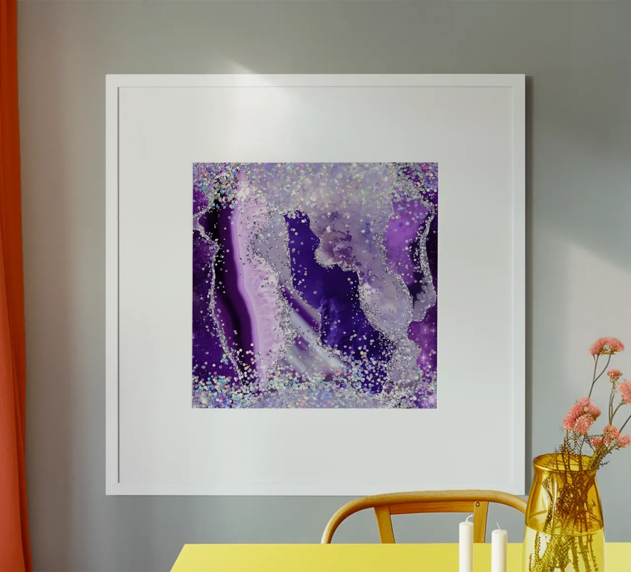 Texture Agata viola scintillante 03 poster con telaio in plastica da Gemstone Textures