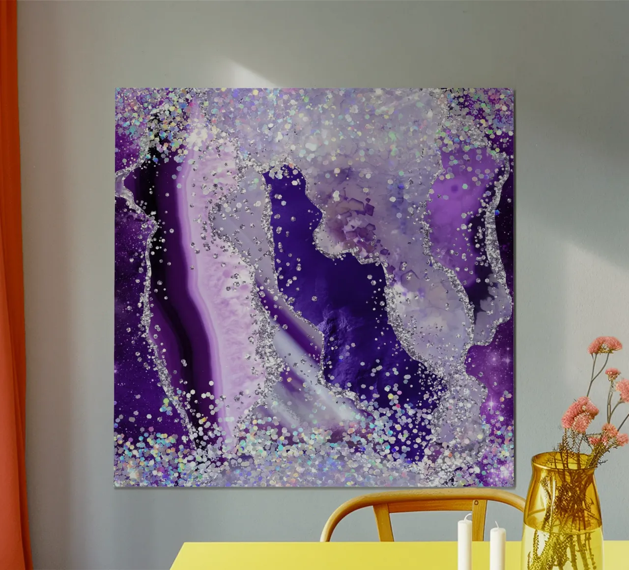 Texture Agata viola scintillante 03 poster con telaio in plastica da Gemstone Textures