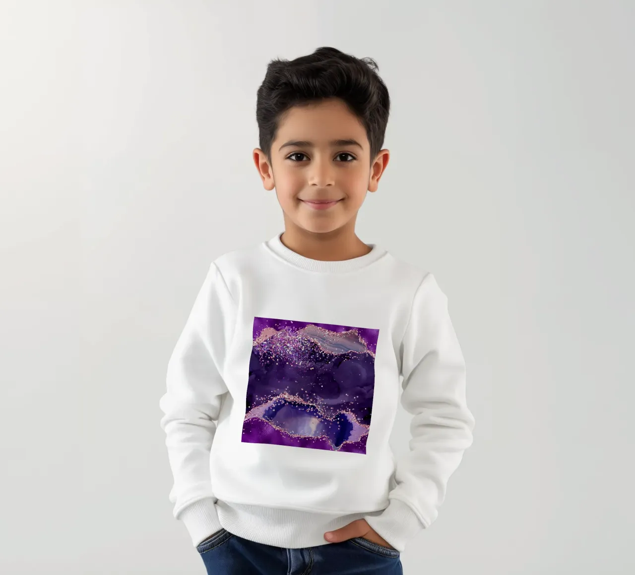 Texture Agata viola scintillante 04 felpa bambino da Gemstone Textures