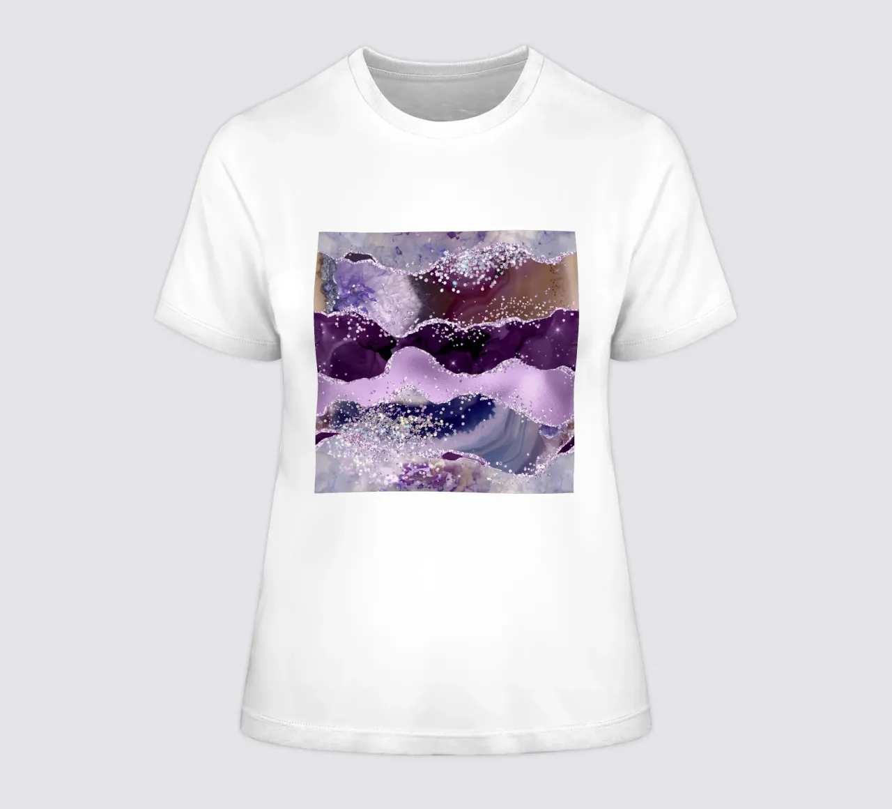 Paars glitter agaat structuur 06 dames t-shirt getailleerd van Gemstone Textures