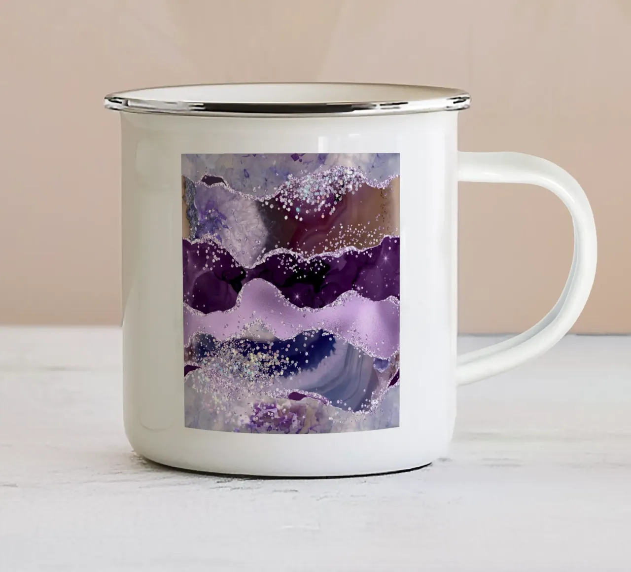 Texture Agata viola glitterata 06 tazza in smalto da Gemstone Textures