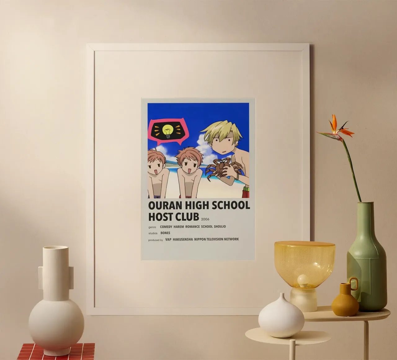 OURAN HIGH SCHOOL HOST CLUB  2006 poster con telaio in plastica da Totoya