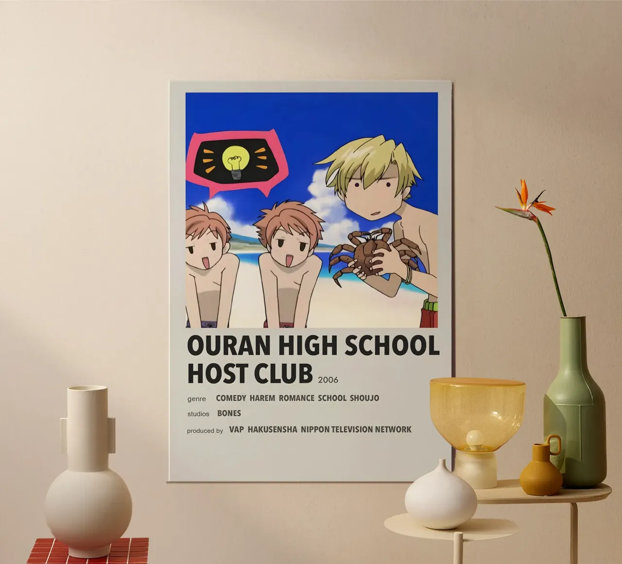 OURAN HIGH SCHOOL HOST CLUB  2006 poster con telaio in plastica da Totoya