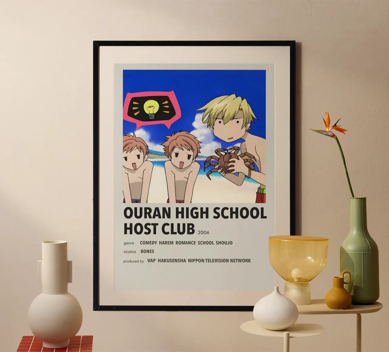 OURAN HIGH SCHOOL HOST CLUB  2006 poster con telaio in plastica da Totoya