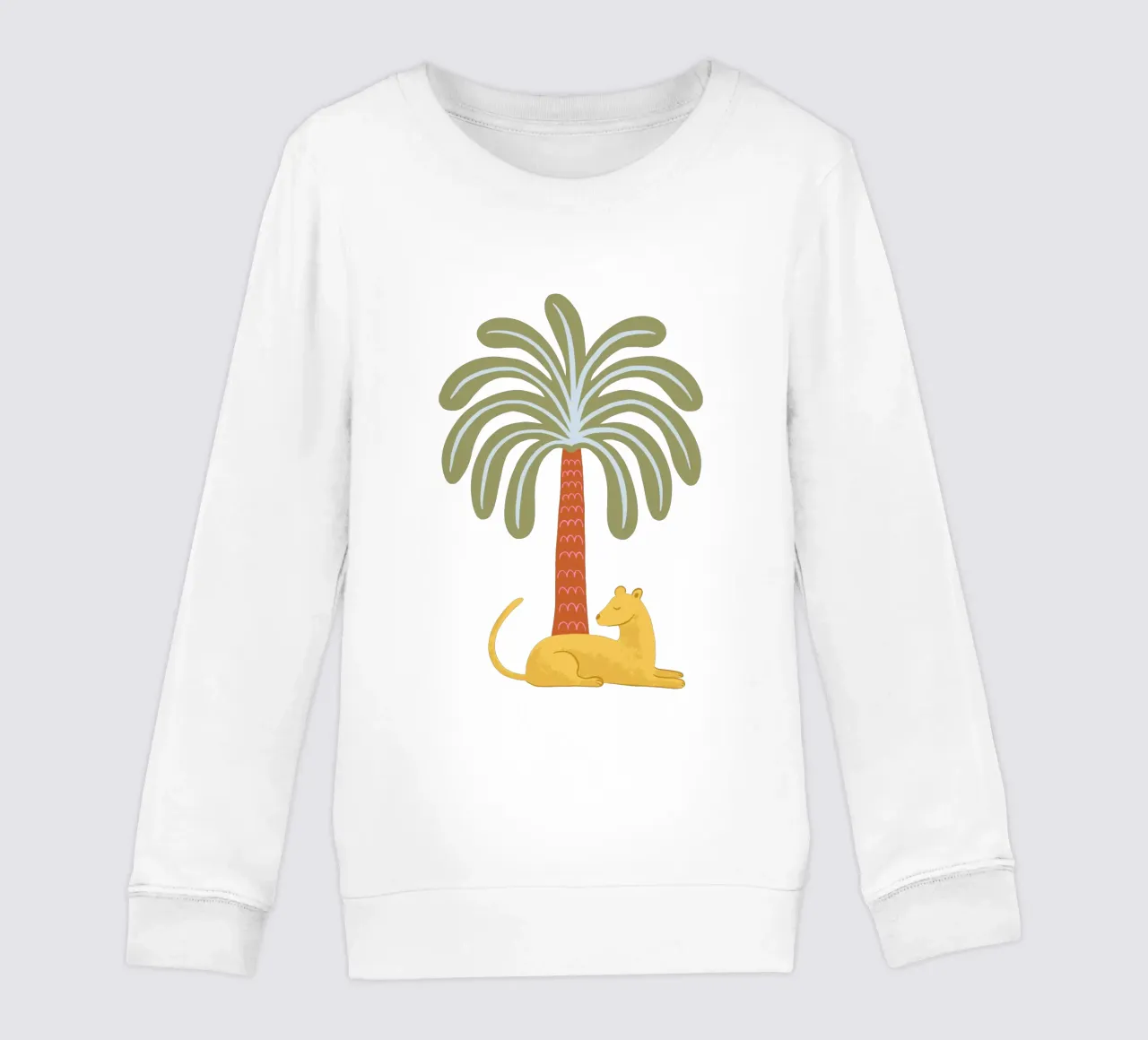 Yellow jungle cat with palm felpa bambino da Vivdesign