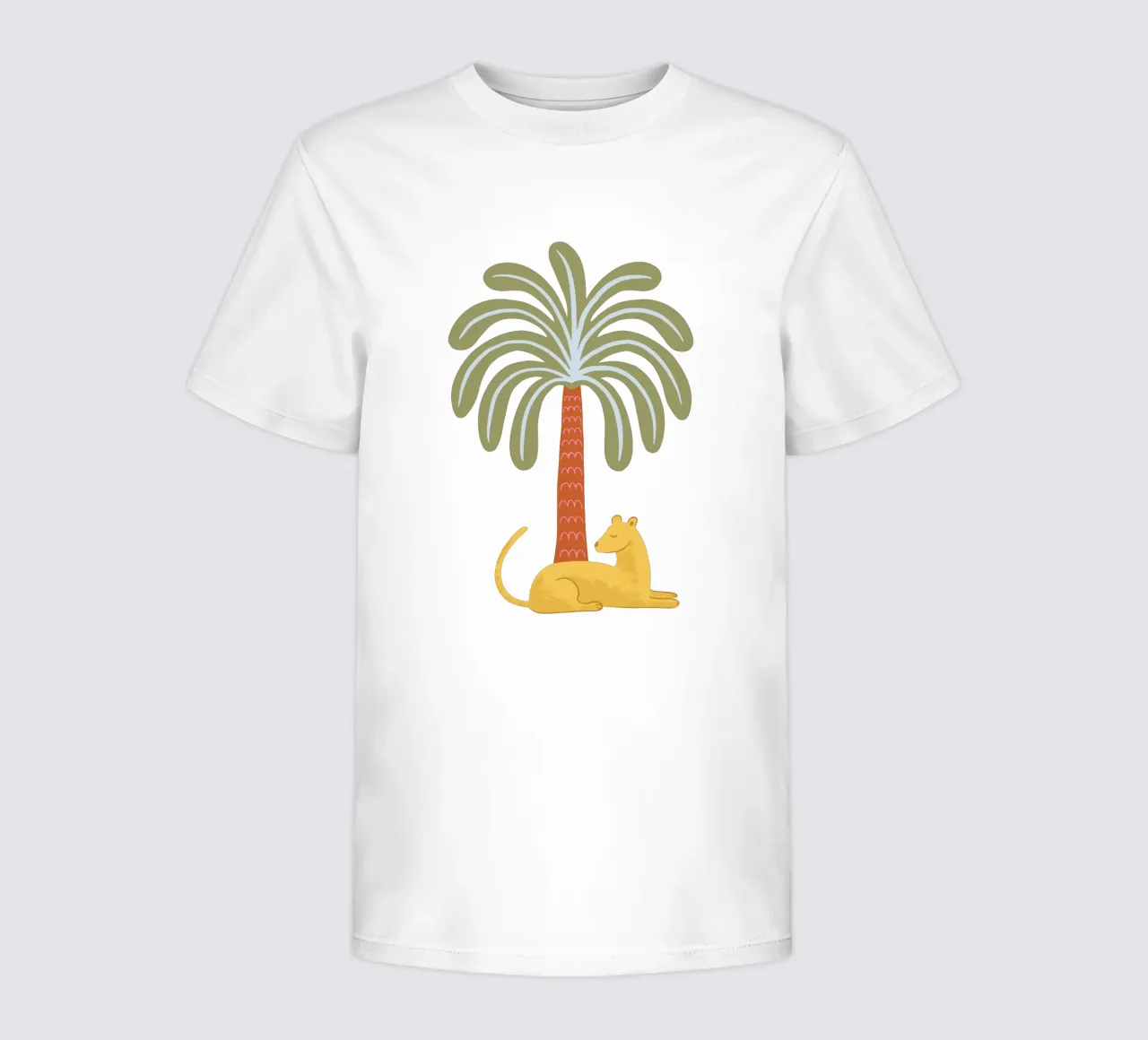 Yellow jungle cat with palm t-shirt enfant de Vivdesign