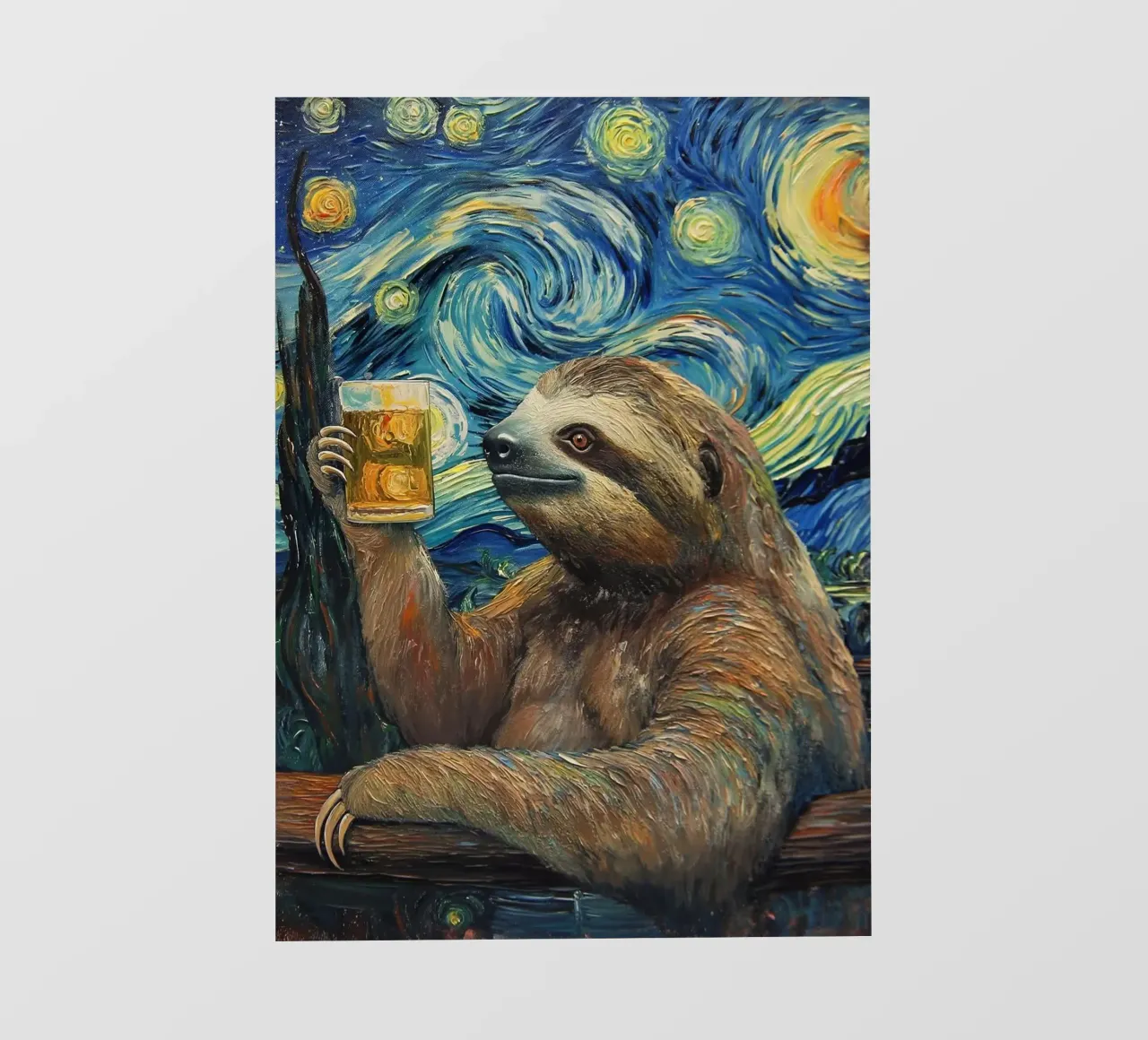 Bradipo che beve birra pellicola backlit da Abstract Botanical Art