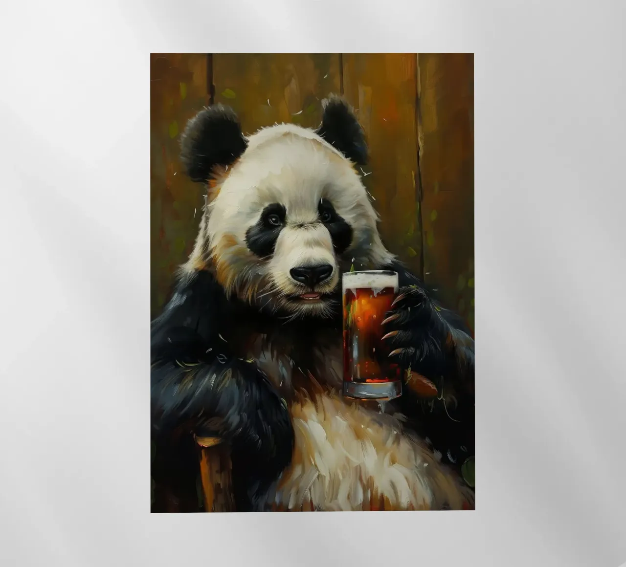 panda che beve birra pellicola backlit da Abstract Botanical Art