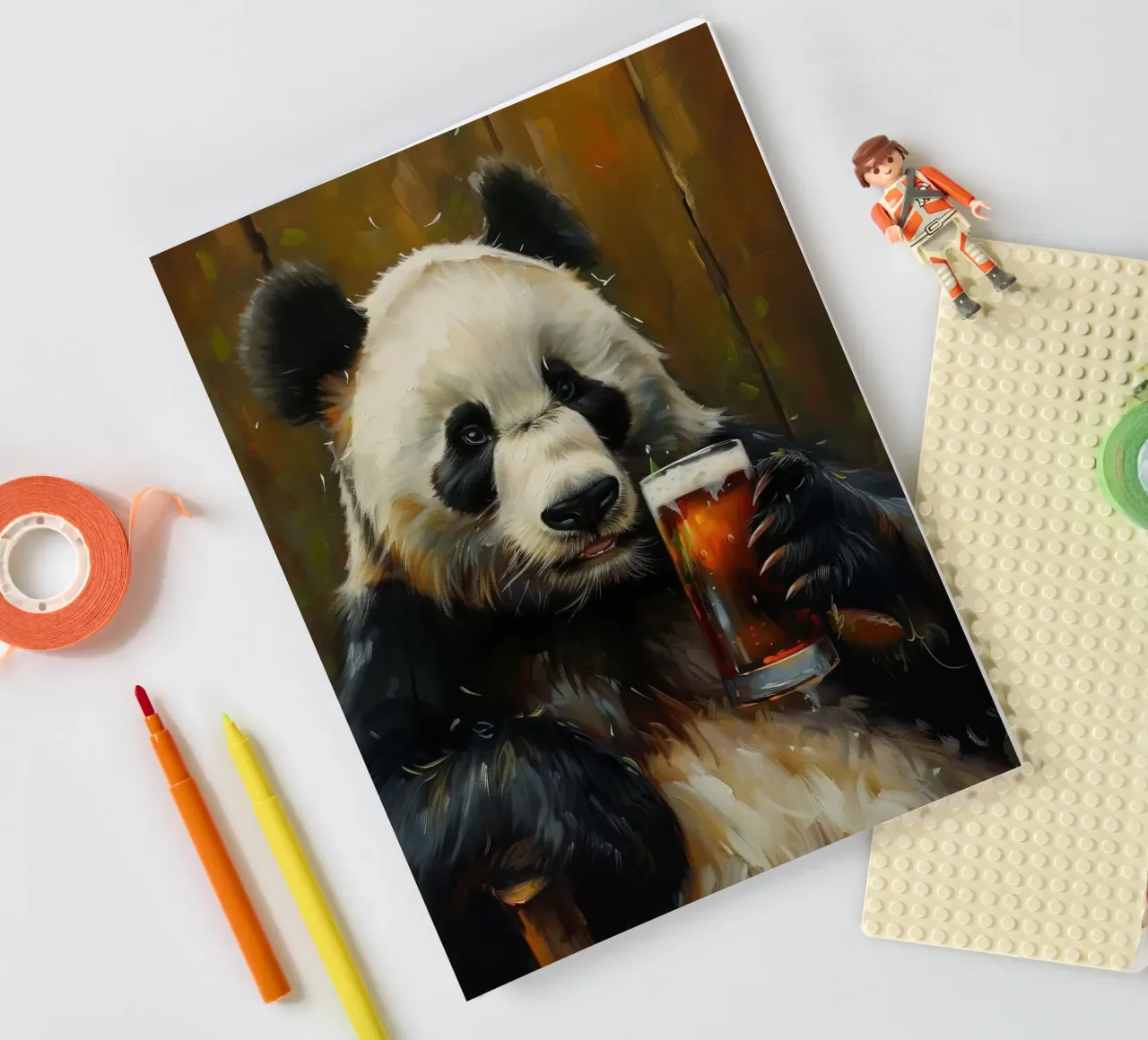 panda drinking beer notebook by Abstract Botanical Art