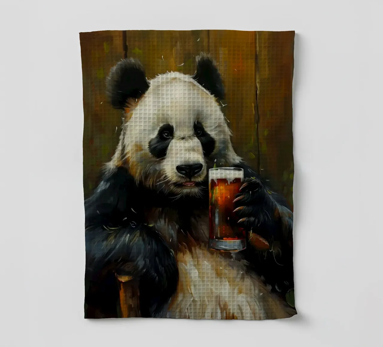 panda che beve birra canovaccio da cucina da Abstract Botanical Art