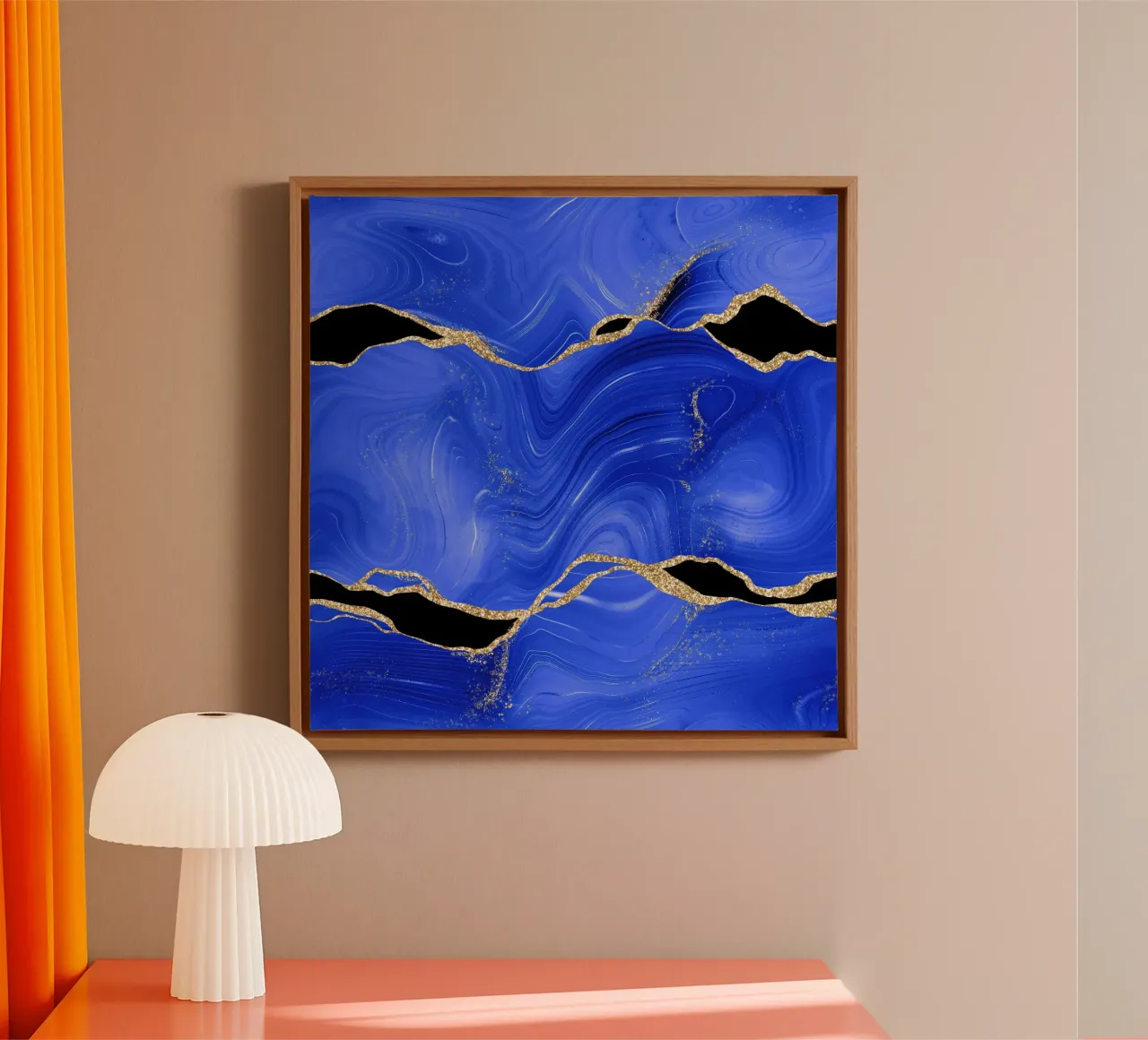 Texture Agata blu reale e oro 01 tela con Cornice a cassetta da Gemstone Textures