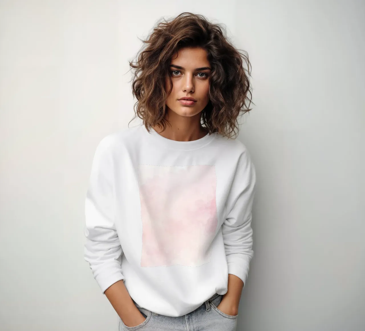 Soft pastel clouds create a serene atmosphere in a tranquil sweatshirt by DesignDoodle