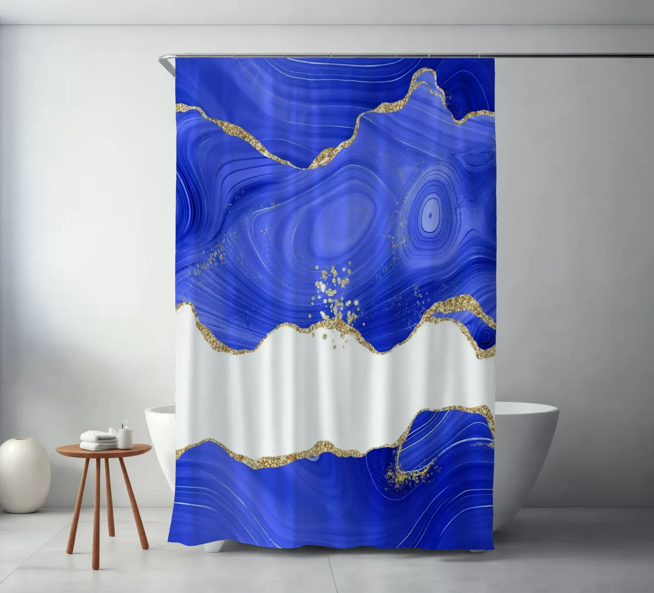 Texture agata blu reale e oro 05 tenda da doccia da Gemstone Textures