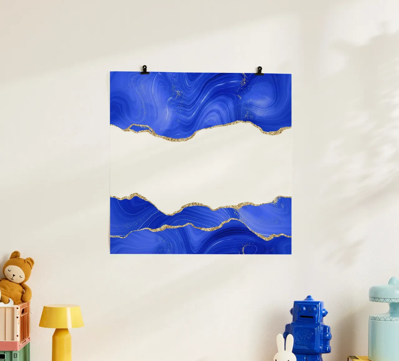 Texture agata blu reale e oro 06 poster da Gemstone Textures