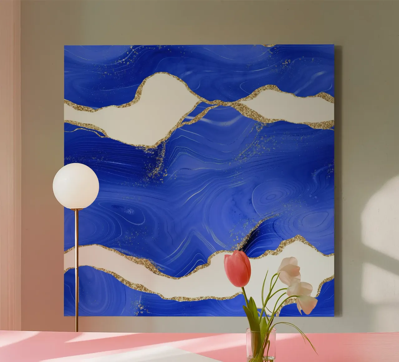 Texture Agata blu reale e oro 07 tela con Cornice a cassetta da Gemstone Textures