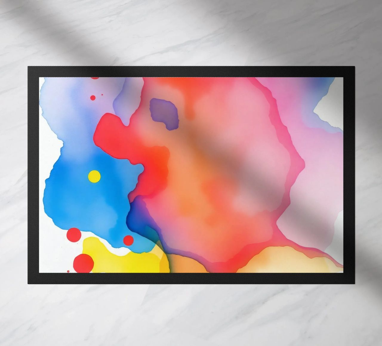 opere d'arte astratte ad acquerello con colori vividi e dinamici zerbino da DesignDoodle