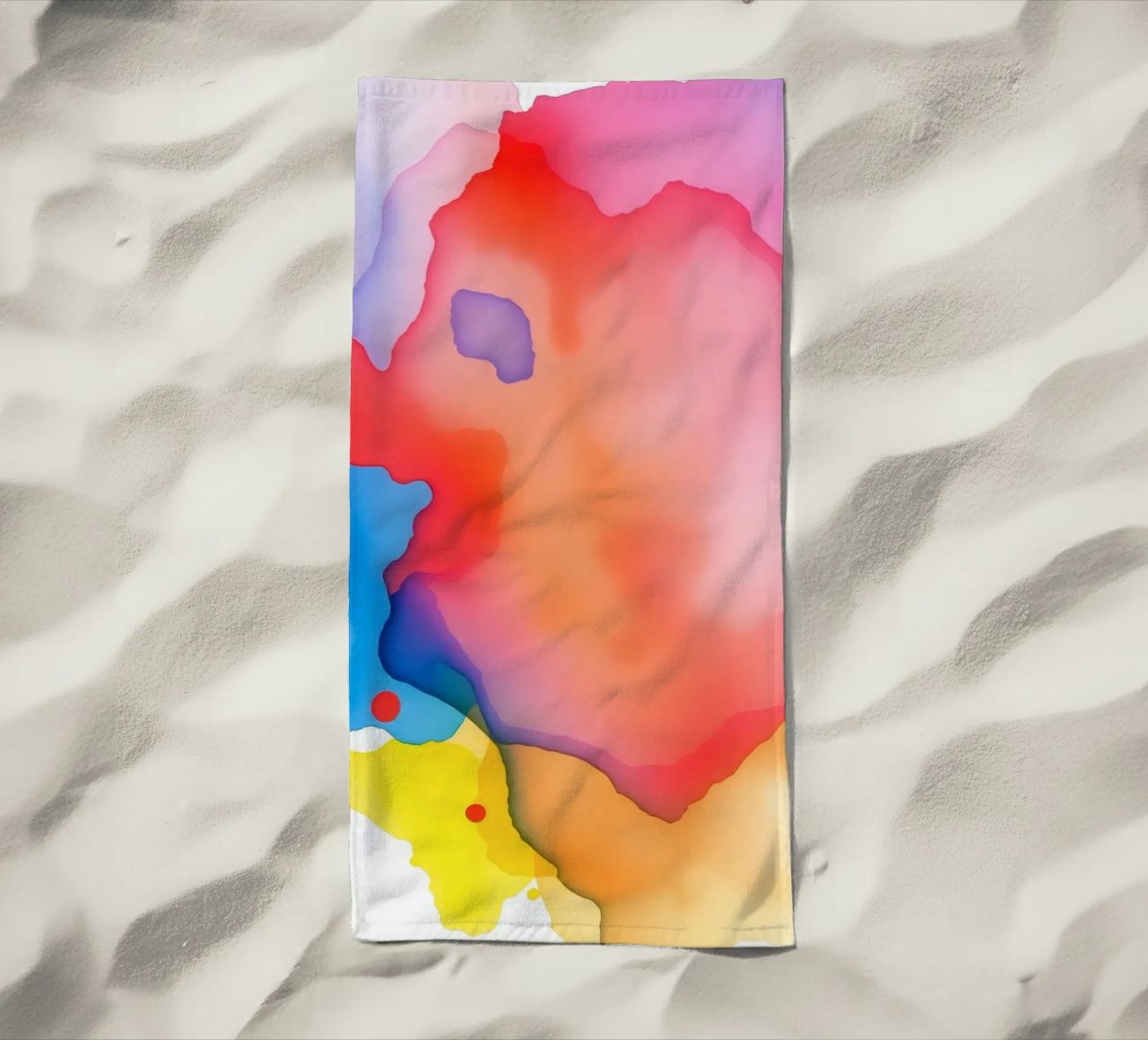opere d'arte astratte ad acquerello con colori vividi e dinamici telo mare da DesignDoodle